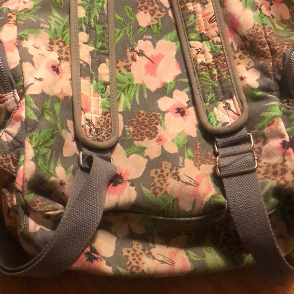 PINK HTF VICTORIAS SECRET FLORAL TROPICAL BACKPACK - Picture 5 of 7